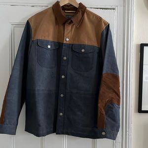 LL Bean Signature Wax Chore Coat - two color plus corduroy elbow pads